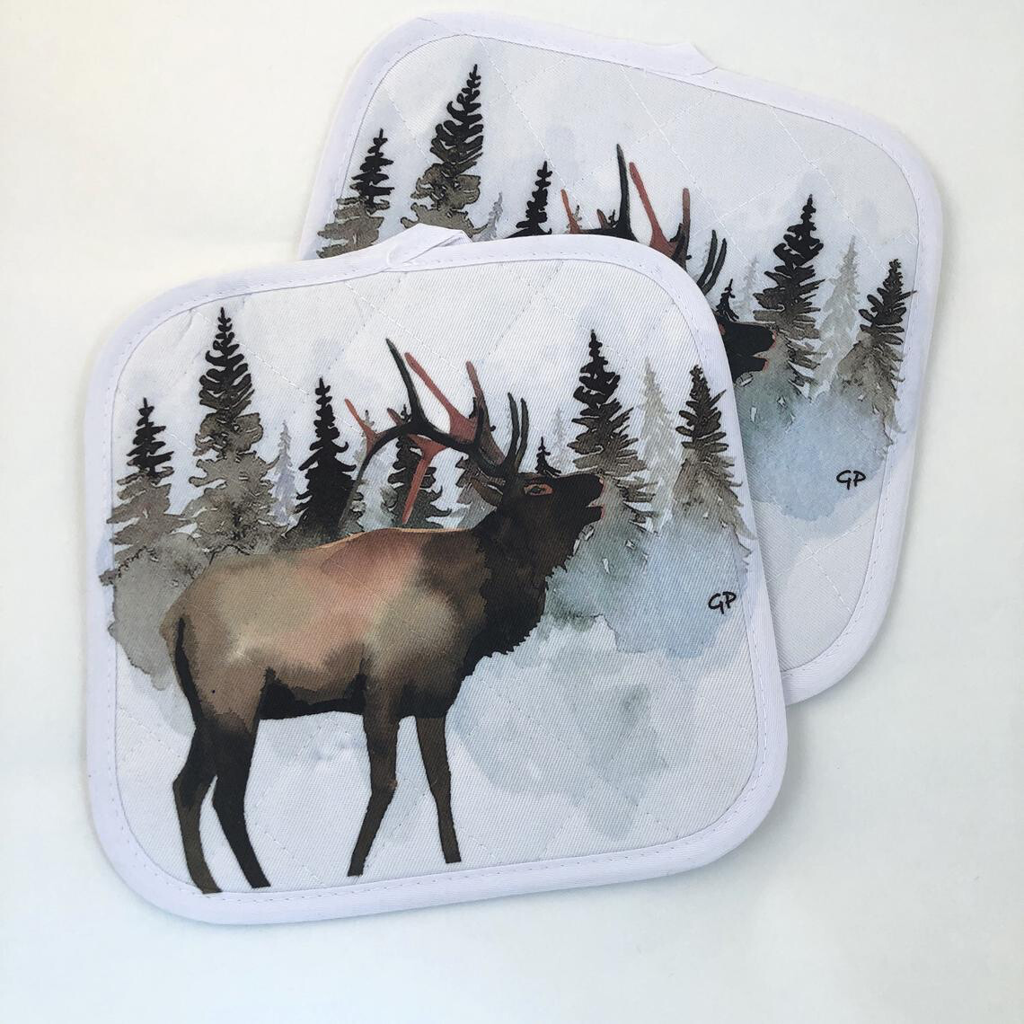 Evergreen Elk Pot Holder set of two