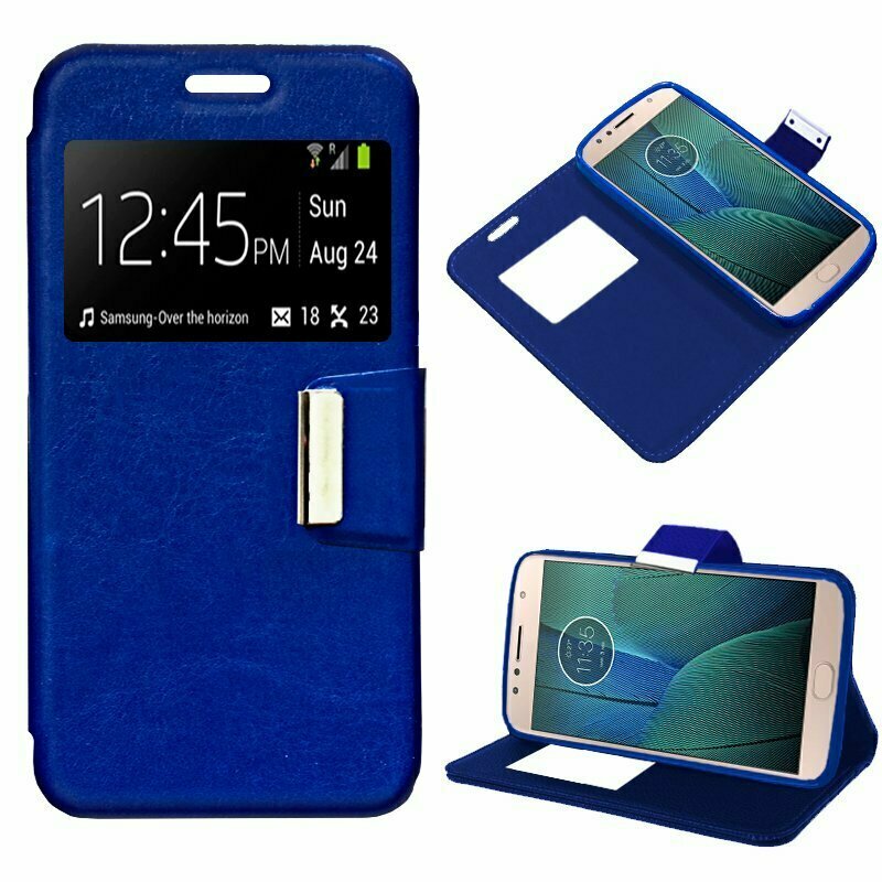 Funda COOL Flip Cover para Motorola Moto G5S Plus Liso Azul