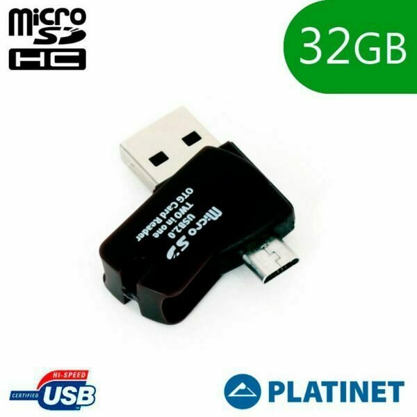 Tarjeta Memoria Micro SD con Adapt. x32 GB Platinet + OTG Micro Usb (Clase 10)