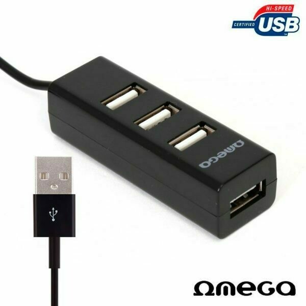 Hub 2.0 Omega 4 Puertos Negro
