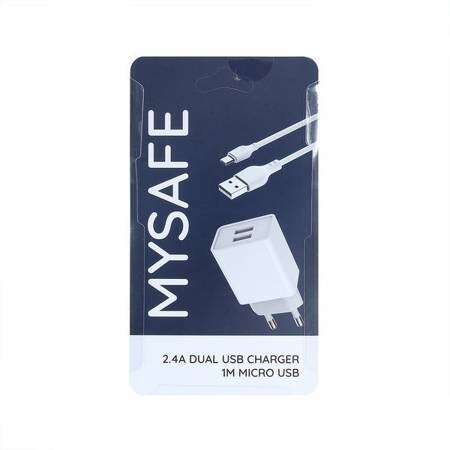 MYSAFE CH24A POWER CHARGER + 1M MICRO USB CABLE 2.4A