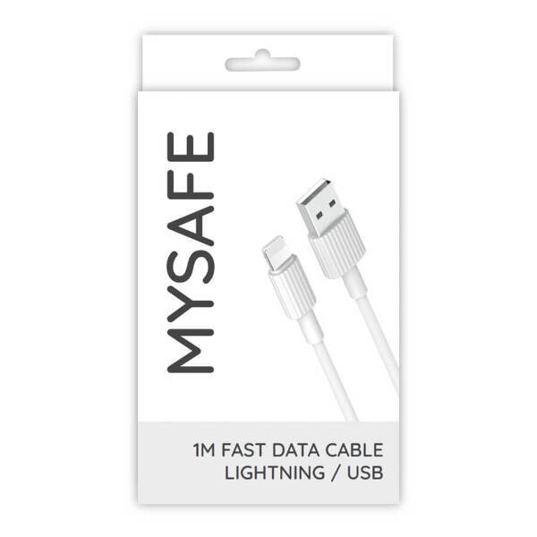 MYSAFE NB CABLE P156 LIGHTNING USB 1M WHITE