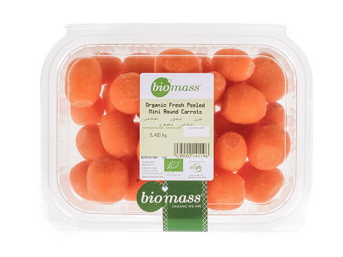 Carrots Organic Peeled Mini Round جزر مدور صغير مقشر عضوي (Box) - Biomass