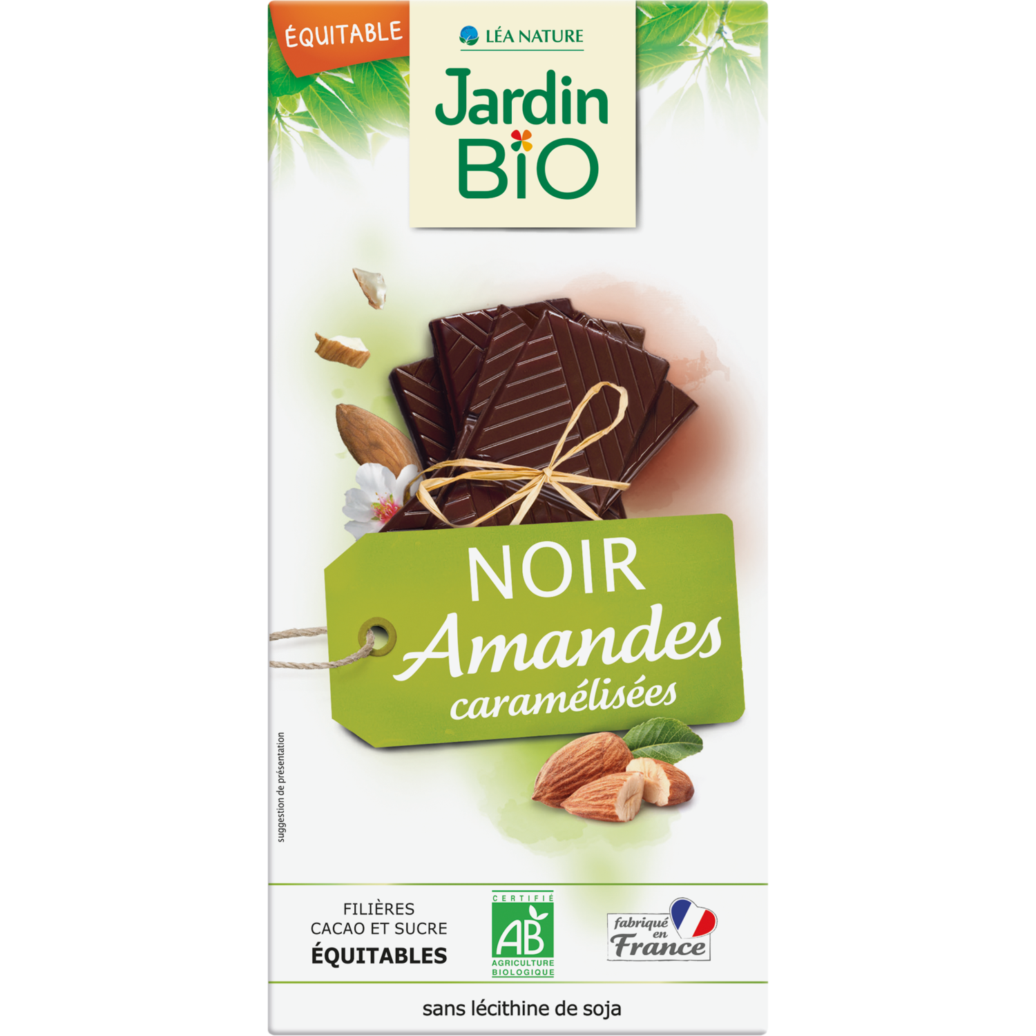 Chocolat Noir Amandes الشوكولاته الداكنة اللوز (Bar) - Jardin Bio