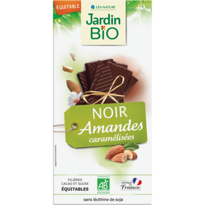 Chocolat Noir Amandes الشوكولاته الداكنة اللوز (Bar) - Jardin Bio