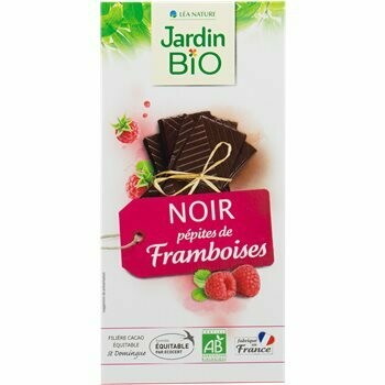 Chocolat Noir Framboise شوكولاتة التوت الداكنة (Bar) - Jardin Bio