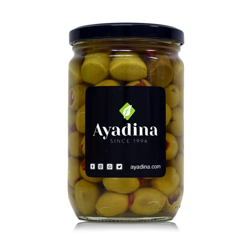Olives Green Stuffed with Chili (Jar) - Ayadina