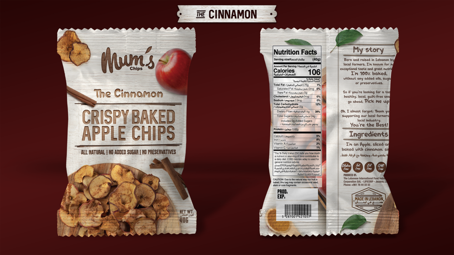 Apple Chips Cinnamon (Bag) - Mum's Chips