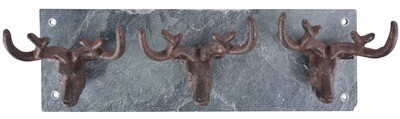 Hooks x3 Deer on Slate (Piece) - Furn Art