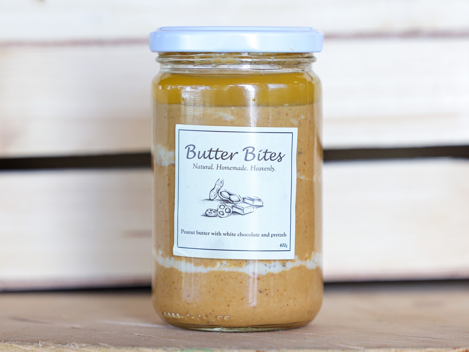 Peanut Butter with White Chocolate Pretzels (Jar) - Butter Bites