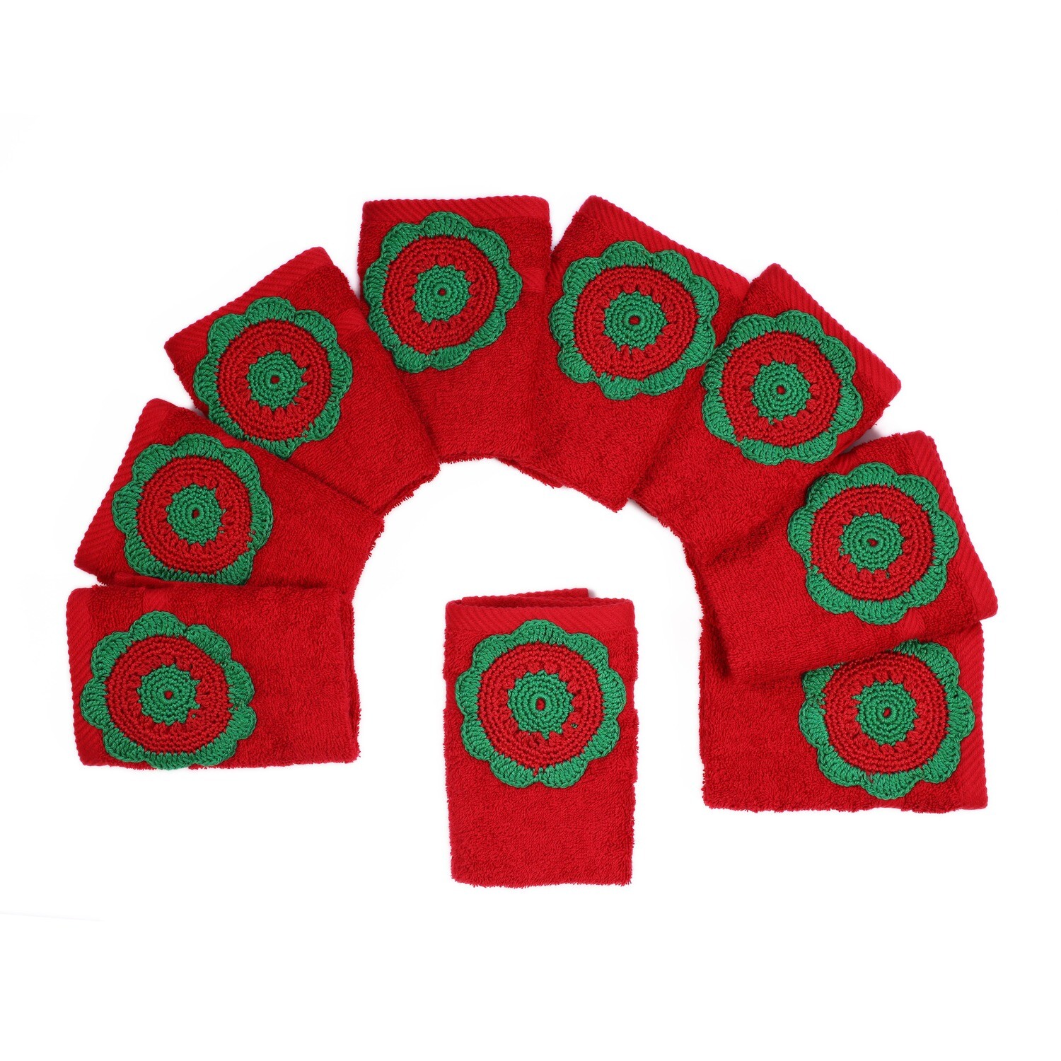 Handmade terry towel with crochet patterns - kounouz