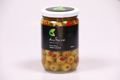 Olive Green Stuffed With Chili (Jar) - Avi Saine