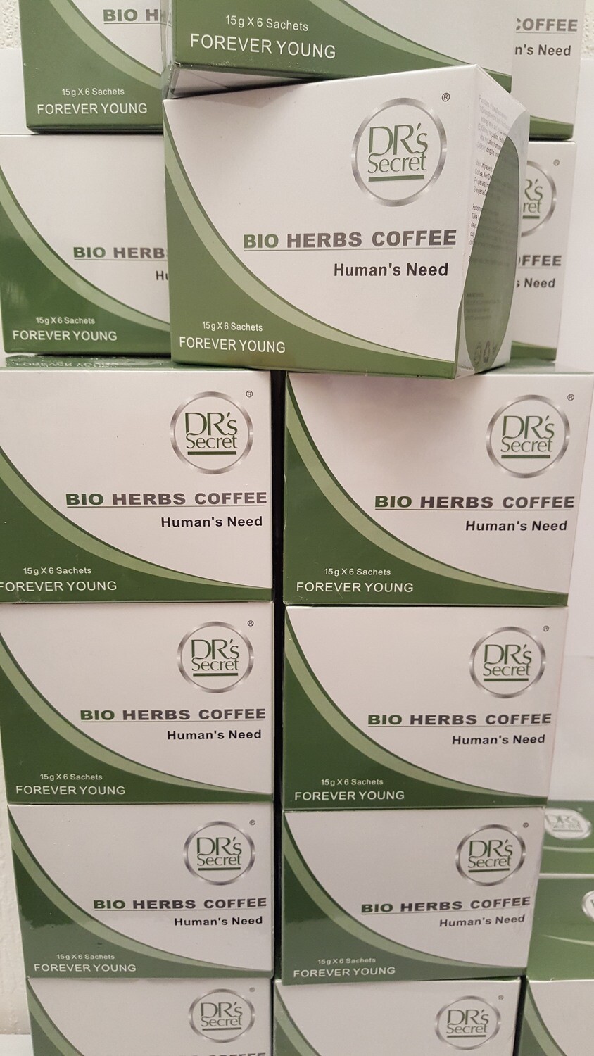 Dr Secret Bio Herbs Coffee- Halal.(SUGAR FREE)
6 X 15G Sachets-