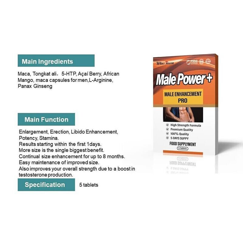 MALE POWER PLUS+ Male Enhancement Pro Food Supplement 5 tablets