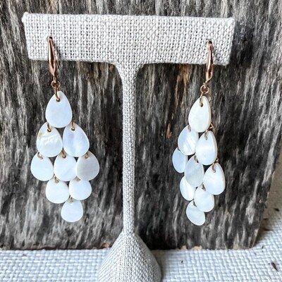Mother of Pearl Dangle Gold Earring