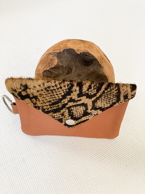 Leather Pouch with Animal Print