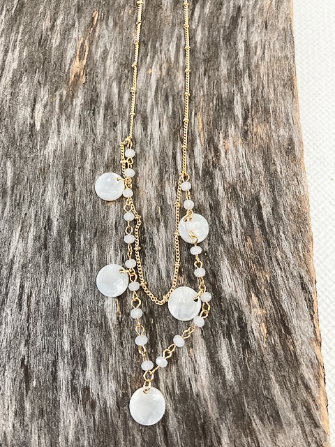 Gold Pearl + Bead Station Necklace