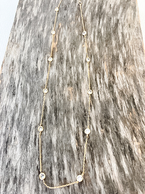 Gold Station Clear Stone Necklace