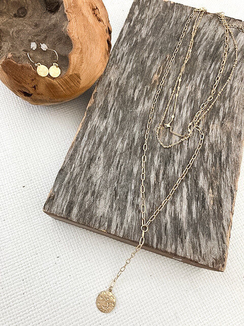Gold Star + Moon Necklace + Earring Set