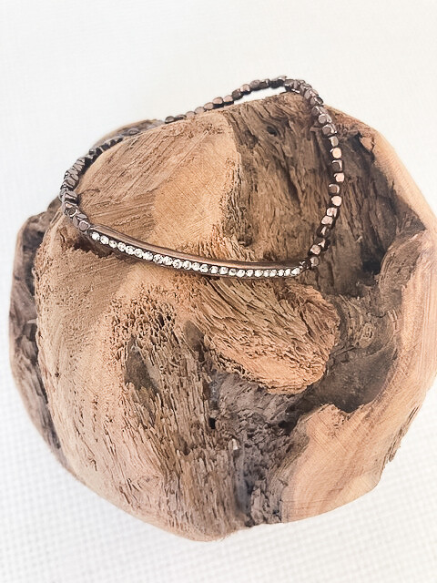 Bronze Stacking Cube Beads + Pave Insert Bracelet