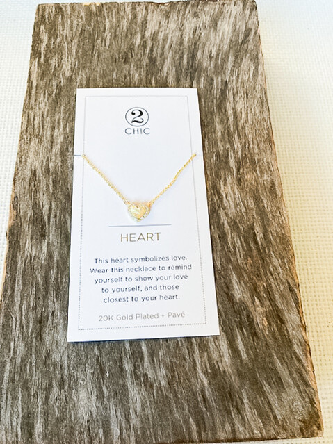 20K Gold Plated Heart + Pave Necklace