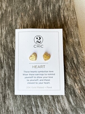 20K Gold Heart + Pave Earring