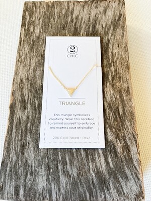 20K Gold Plated Triangle + Pave Necklace