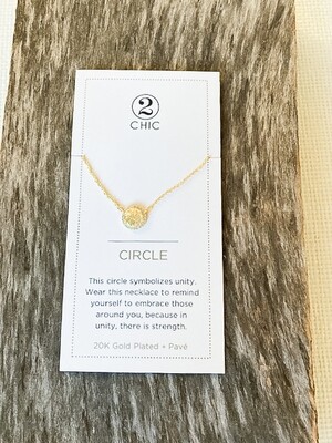 20K Gold Circle + Pave Necklace