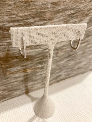 Plated Silver Link + Pave Earring