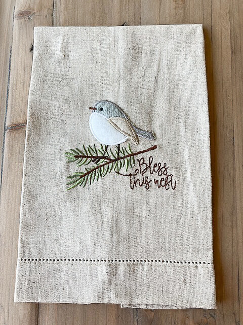 Sparrow Embroidered Towel