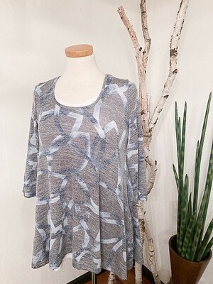 Aryeh Grey/Blue Abstract Knit Top