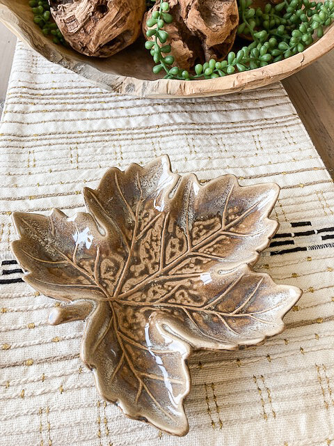 Pottery Maple Leaf Dish