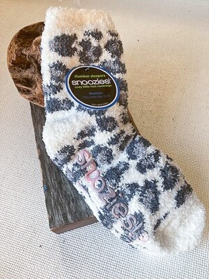 Grey Leopard Print Slipper Sock