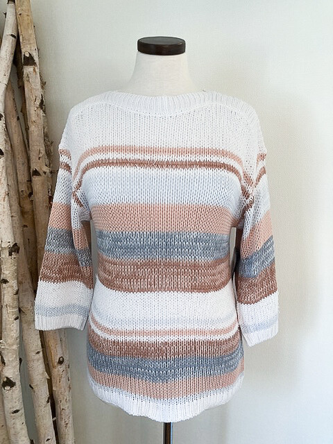 TRIBAL Boat Neck Striped Sweater