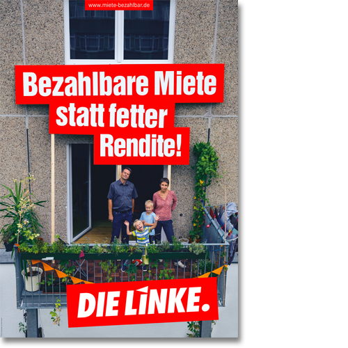Plakat &quot;Bezahlbare Miete statt fetter Rendite!&quot;