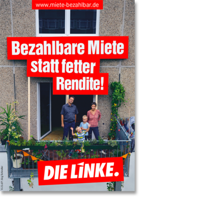 Aufkleber "Bezahlbare Miete statt fetter Rendite"