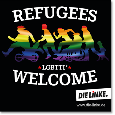 Aufkleber "Refugees Welcome, LGBTTI"