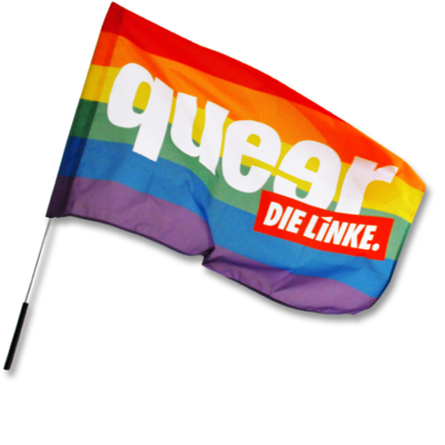 Fahne "queer" mit Hohlsaum