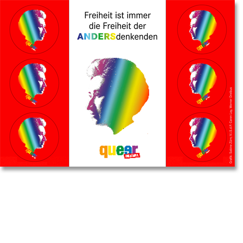 Postkarte &quot;queer mit Rosa&quot;