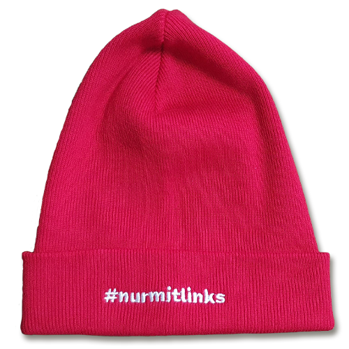 Strickmütze &quot;#nurmitlinks&quot; rot