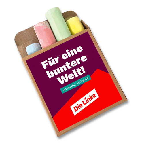 Straßenmalkreide "Für eine buntere Welt!" Die Linke