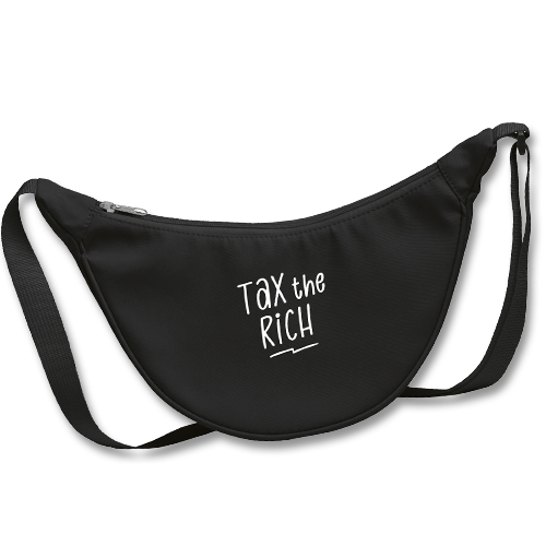 Schwarze Half-Moon Umhängetasche "Tax the Rich"