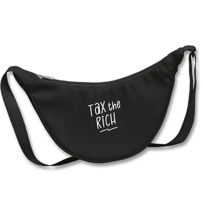Schwarze Half-Moon Umhängetasche "Tax the Rich"