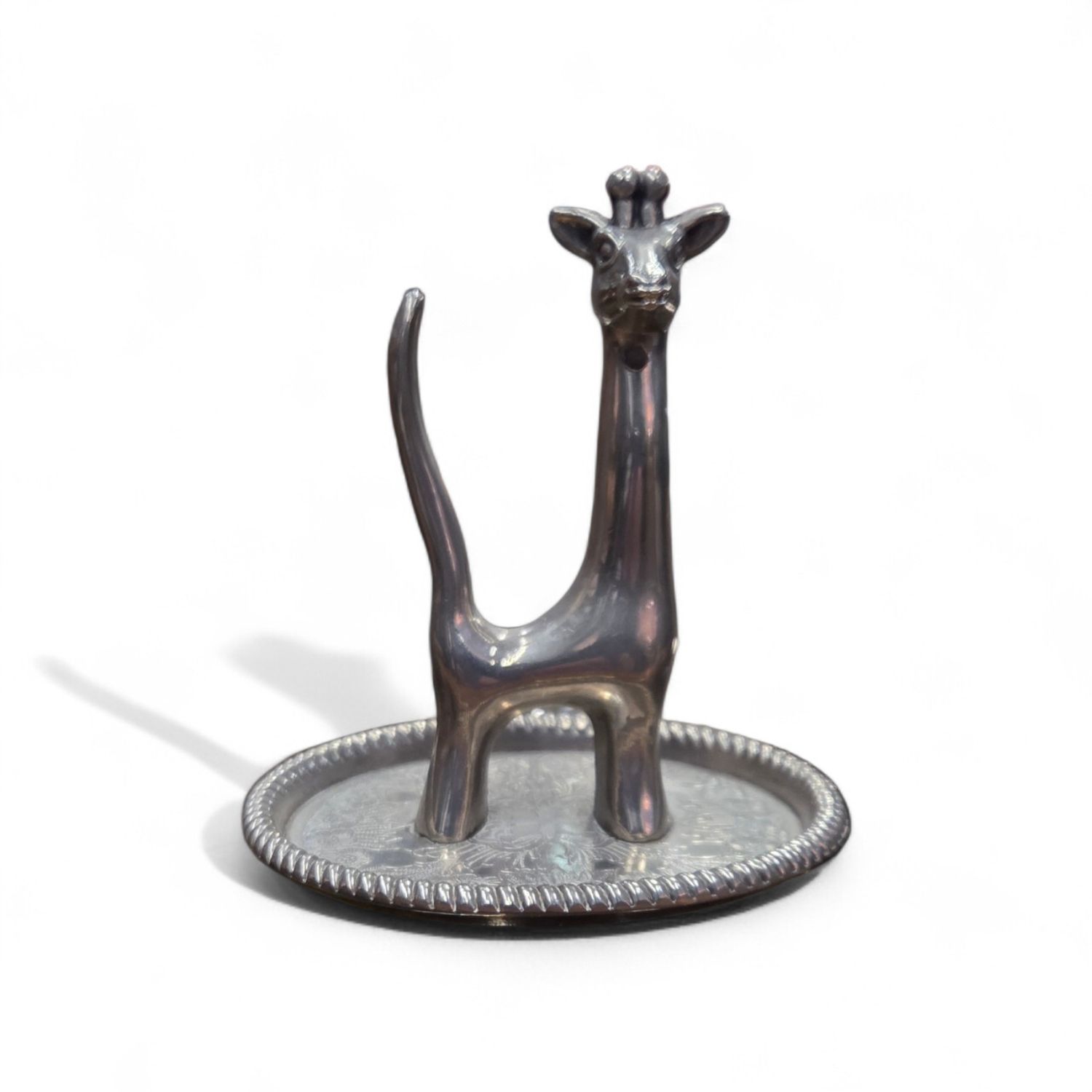 Vintage giraffe ringhouder silver plated