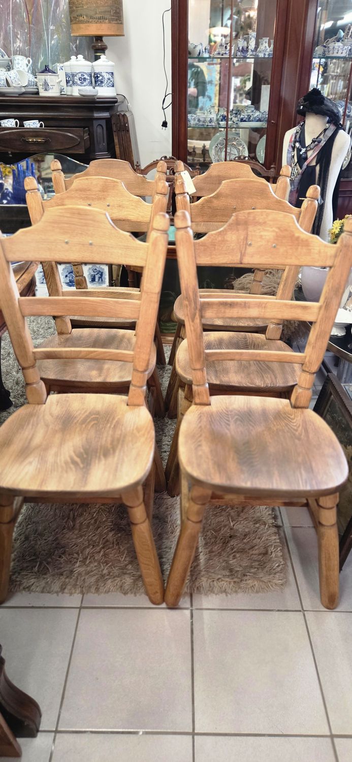 Set van 6 massief eiken stoelen