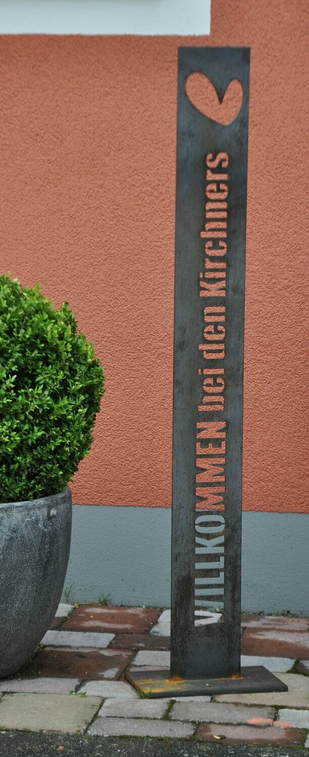 Willkommens-Schild mit Fuß