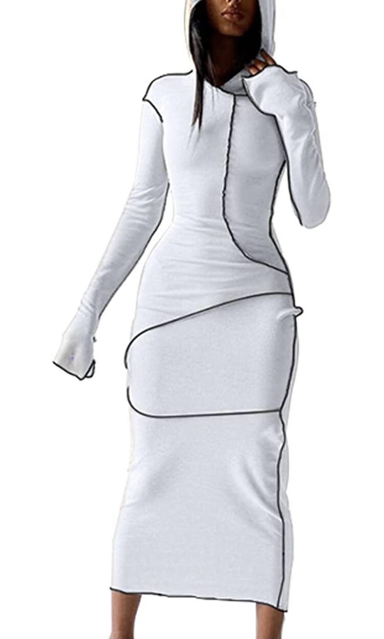 Hoodie Patchwork Long Dress