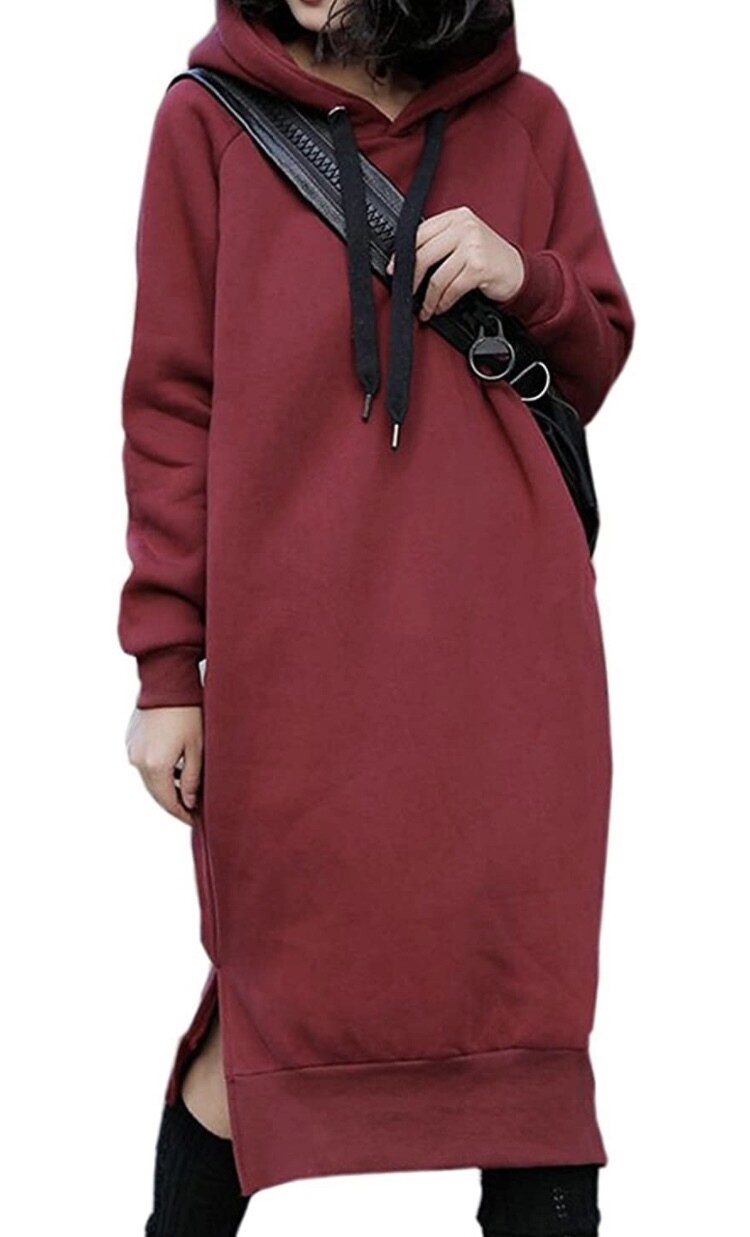 Thick Fleece Sweatshirt String Hoodie Pullover Dress