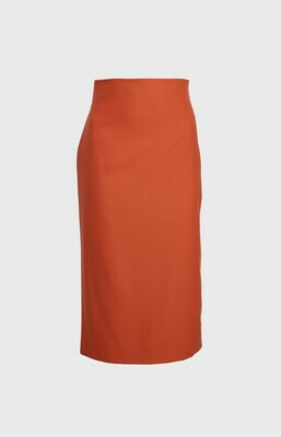 HIGH-WAISTED PENCIL SKIRT MIDI IN RUST HIGH-WAISTED PENCIL SKIRT MIDI IN RUST