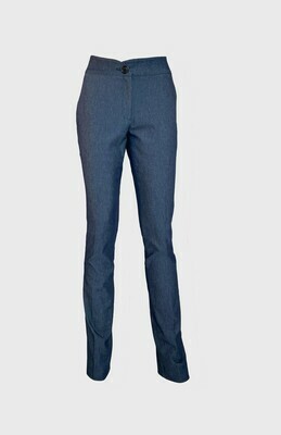 HIGH-WAISTED CIGARETTE TROUSERS IN DENIM BLUE HIGH-WAISTED CIGARETTE TROUSERS IN DENIM BLUE